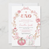 Spaanse Roze Bow Coquette Pompoen Bautizo Kaart (Voorkant)