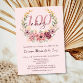 Spaanse Roze Elegante Bloemen 100ste Verjaardagsfe Kaart