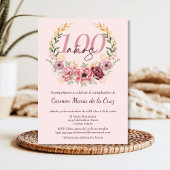 Spaanse Roze Elegante Bloemen 100ste Verjaardagsfe Kaart
