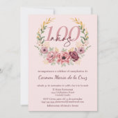 Spaanse Roze Elegante Bloemen 100ste Verjaardagsfe Kaart (Voorkant)