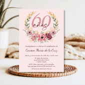 Spaanse Roze Elegante Bloemen 60ste Verjaardagsfee Kaart