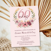 Spaanse Roze Elegante Bloemen 60ste Verjaardagsfee Kaart