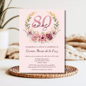 Spaanse Roze Elegante Bloemen 80ste Verjaardagsfee Kaart