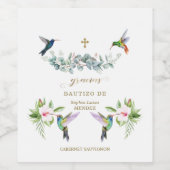 Spaanse Roze Hibiscus Bloemen Eucalyptus Bautizo Wijn Etiket (Enkel label)