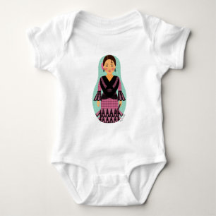 Spaanse Roze Jurk Matroesjka Baby Bodysuit