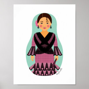 Spaanse Roze Jurk Matryoshka Poster