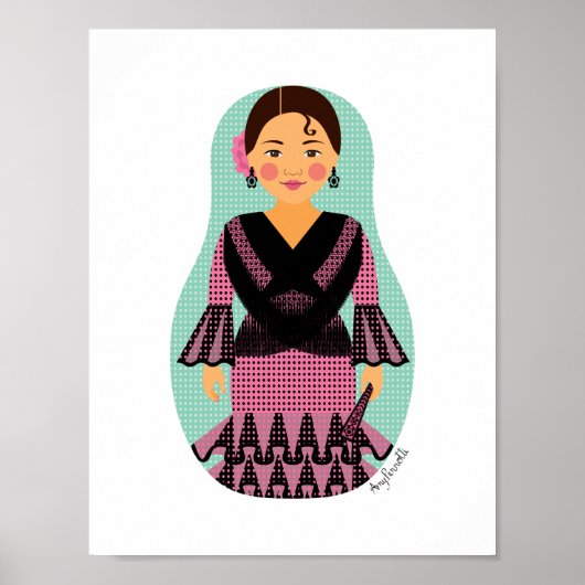 Spaanse Roze Jurk Matryoshka Poster (Voorkant)
