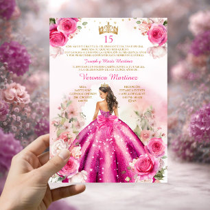 Spaanse Roze Roze Prinses 15 Jaar Verjaardag Kaart