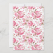 Spaanse Roze Rozen Bloemstuk Doopfeest Kaart (Achterkant)