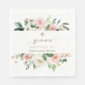 Spaanse Roze Witte Ivoren Bloemen Gouden Meisje Do Servet (Voorkant)