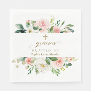 Spaanse Roze Witte Ivoren Bloemen Gouden Meisje Do Servet