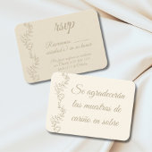 Spaanse RSVP Muestra de Cariño en Sobre Champagne Informatiekaartje
