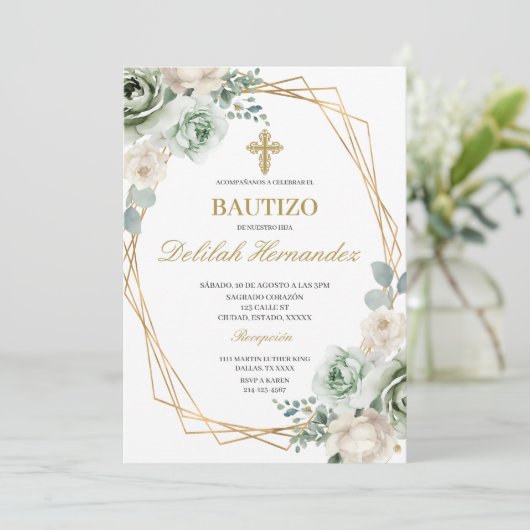 Spaanse salie groene bloemendoop kaart (Staand voorkant)