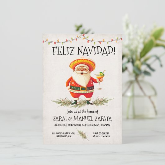 Spaanse Santa Claus Feliz Navidad Party Kaart (Staand voorkant)