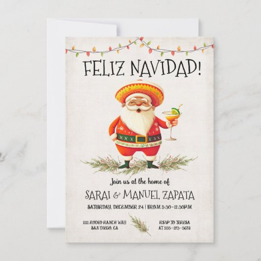 Spaanse Santa Claus Feliz Navidad Party Kaart (Voorkant)