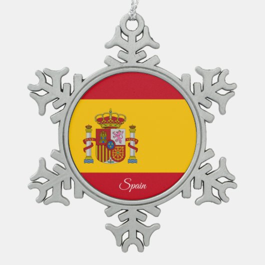 Spaanse sneeuwvlok, Spaanse vlag Tin Sneeuwvlok Ornament (Voorkant)