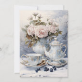 Spaanse Sophisticated Blue Tea Party 70ste verjaar Kaart (Achterkant)
