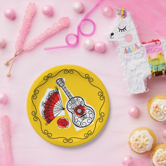 Spaanse Souvenirs Border Papieren Bordje (Feest)