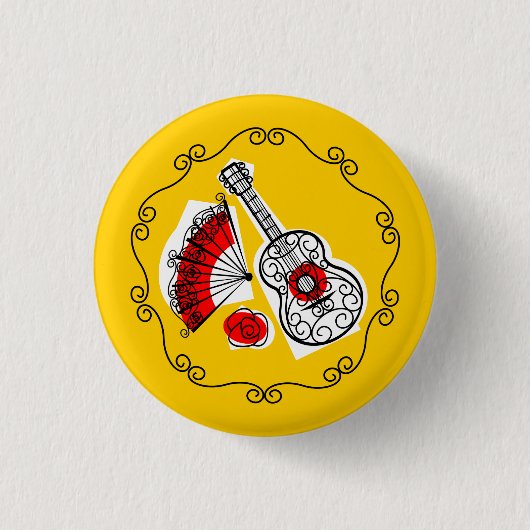 Spaanse Souvenirs Border, ronde knop Button 3,2 Cm (Voorkant)