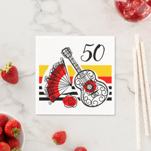 Spaanse Souvenirs Classic Stripe 50-jarige leeftij Servet