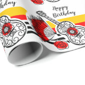 Spaanse Souvenirs Classic stripe Birthday Cadeaupapier (Rol Hoek)