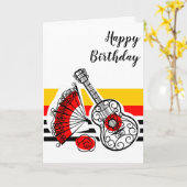 Spaanse Souvenirs Classic stripe Birthday Kaart (Gele Bloem)