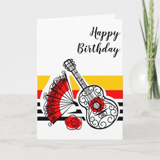 Spaanse Souvenirs Classic stripe Birthday Text Kaart (Voorkant)