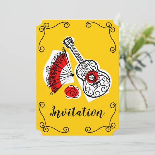 Spaanse Souvenirs Corners Invitation vertical Kaart (Staand voorkant)