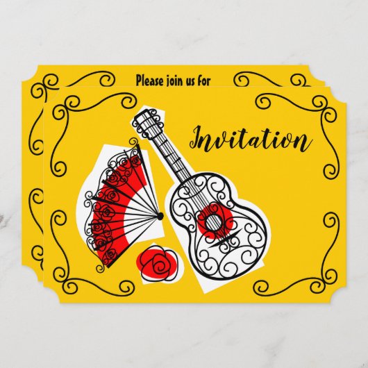 Spaanse Souvenirs Corners nodiging horizontaal uit Kaart (Voorkant / Achterkant)