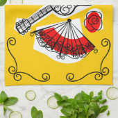 Spaanse Souvenirs Corners Tekst horizontaal Theedoek (Gevouwen)