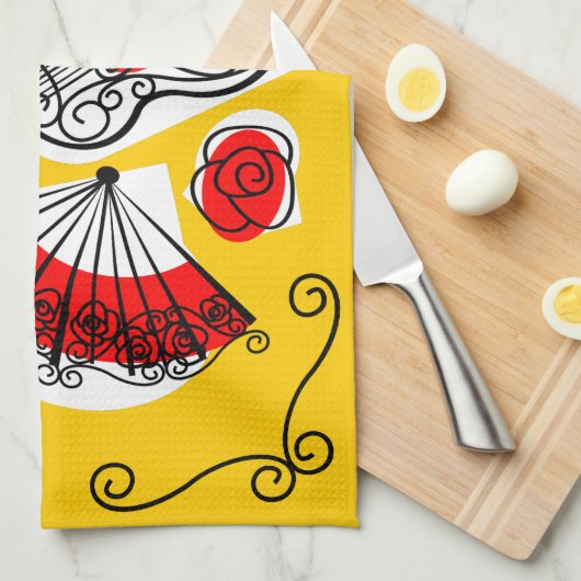 Spaanse Souvenirs Corners Tekst horizontaal Theedoek (Quarter Fold)