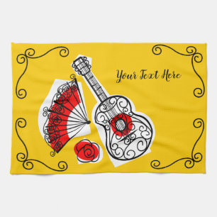 Spaanse Souvenirs Corners Tekst horizontaal Theedoek