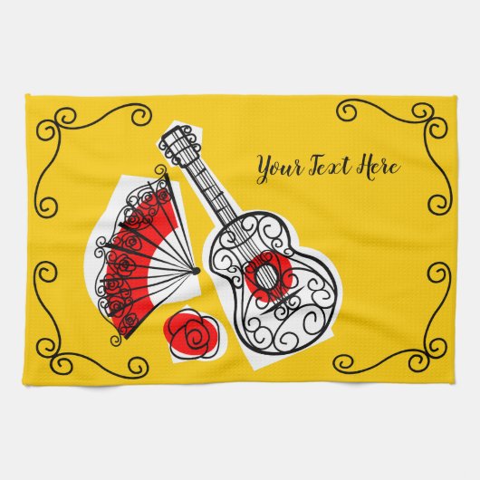 Spaanse Souvenirs Corners Tekst horizontaal Theedoek (Horizontaal)