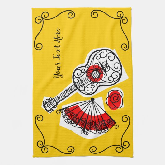 Spaanse Souvenirs Corners Tekst horizontaal Theedoek (Verticaal)