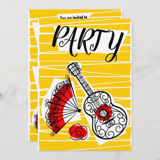 Spaanse Souvenirs Groep Party uitnodiging verticaa (Voorkant / Achterkant)