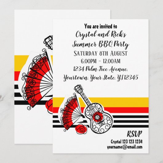 Spaanse souvenirs klassieke streep voor tekst kaart (Voorkant / Achterkant)