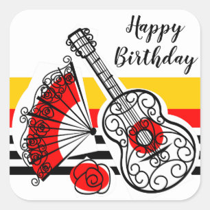 Spaanse Souvenirs: Klassieke Stripe Birthday vierk Vierkante Sticker