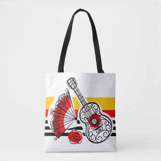 Spaanse Souvenirs Klassieke Stripe gele achterzijd Tote Bag (Voorkant)