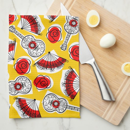 Spaanse Souvenirs Meukenhanddoeken, horizontaal Theedoek (Quarter Fold)