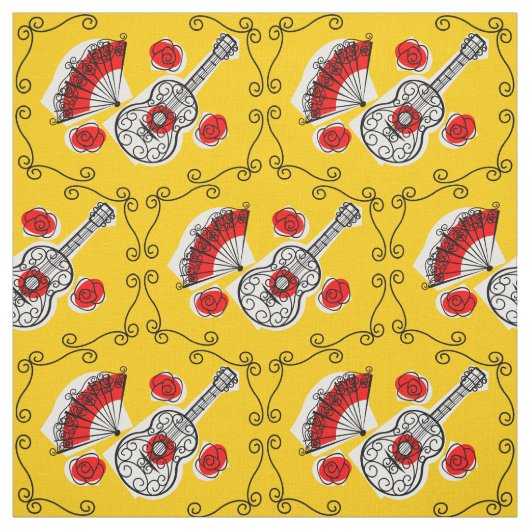 Spaanse souvenirs stof kleine print (Swatch)