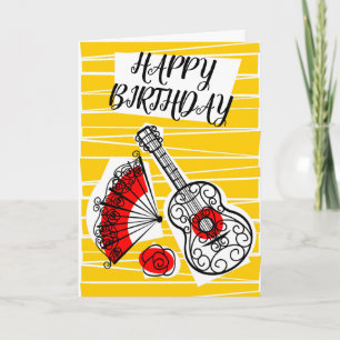 Spaanse souvenirs verjaardag binnen tekst verticaa kaart