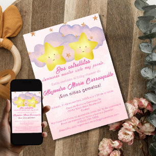 Spaanse Sterretjes Roze Tweeling Meisjes Baby Show Kaart