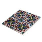 Spaanse stijl gesimuleerd mozaïek blauw rood groen tegeltje (Zijkant)