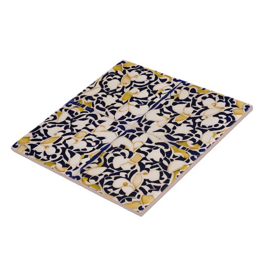 Spaanse stijl gesimuleerd mozaïek zwart en crème tegeltje (Zijkant)