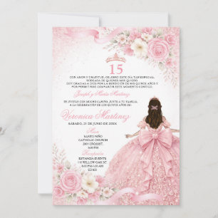 Spaanse Stof Roze Charra Prinses Bloem 15 Jaar Kaart