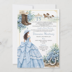 Spaanse Stofblauwe Charro Prinses Sweet 15 Jaar Kaart