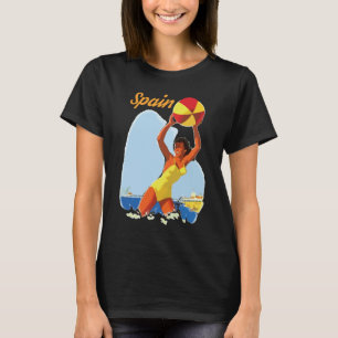 Spaanse strandreis Retro Vintage Grafische T-shirt