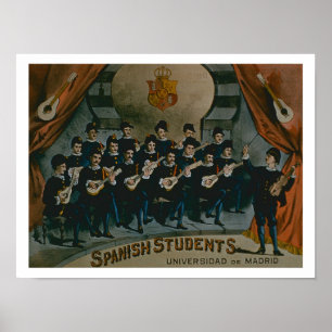 "Spaanse studenten, universiteit van Madrid" (kleu Poster