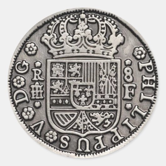 Spaanse stukken van acht klassieke ronde sticker (Voorkant)