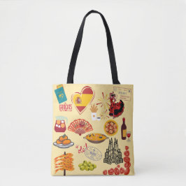 Spaanse Symbolen Reis Liefhebbers Tote Bag